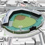 「銀傘」をアルプス席まで拡張した甲子園球場のイメージ(阪神電気鉄道提供)