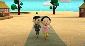 防災アニメ「ももたろう」の第3弾の一部映像。高台を目指す桃太郎たち 防災アニメ「ももたろう」の第3弾の一部映像。高台を目指す桃太郎たち