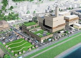新ごみ処理施設の完成予想図(中央がエネルギー回収推進施設、右横がマテリアルリサイクル推進施設) 新ごみ処理施設の完成予想図(中央がエネルギー回収推進施設、右横がマテリアルリサイクル推進施設)