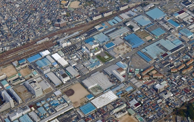 バイク生産を停止する川崎重工業明石工場=明石市