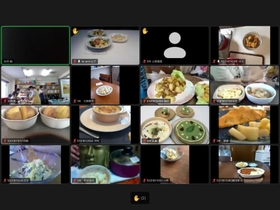 完成した料理を並べて見せ合う(提供) 完成した料理を並べて見せ合う(提供)