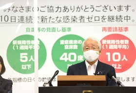 休業要請の全面解除について説明する井戸敏三・兵庫県知事=26日午後、神戸市中央区下山手通4(撮影・吉田敦史) 休業要請の全面解除について説明する井戸敏三・兵庫県知事=26日午後、神戸市中央区下山手通4(撮影・吉田敦史)