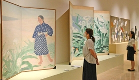 戦没画学生による日本画などが並ぶ会場=神戸ゆかりの美術館 戦没画学生による日本画などが並ぶ会場=神戸ゆかりの美術館