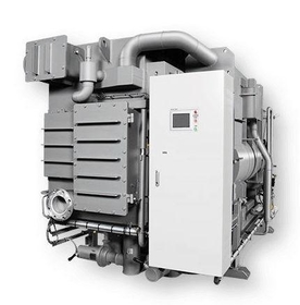 川重冷熱工業が製造する吸収式冷凍機の現行機種。これとは別の機種で検査不正があった(川崎重工業提供) 川重冷熱工業が製造する吸収式冷凍機の現行機種。これとは別の機種で検査不正があった(川崎重工業提供)