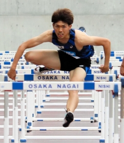 男子110メートル障害決勝 13秒78で優勝した河嶋亮太 男子110メートル障害決勝 13秒78で優勝した河嶋亮太