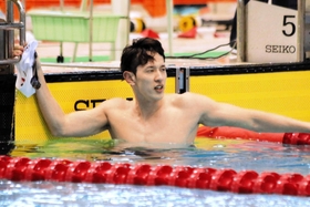 男子50メートル自由形を22秒04の大会新記録で制した坂井孝士郎 男子50メートル自由形を22秒04の大会新記録で制した坂井孝士郎