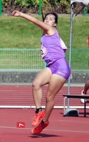 女子やり投げ決勝 58メートル03で4連覇を達成した大体大の武本紗栄 女子やり投げ決勝 58メートル03で4連覇を達成した大体大の武本紗栄