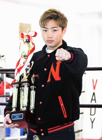 バンタム級で全日本新人王に輝き、技能賞も獲得した松本海聖=神戸市長田区のVADYジム バンタム級で全日本新人王に輝き、技能賞も獲得した松本海聖=神戸市長田区のVADYジム