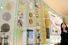 ハリマ化成加古川工場の展示施設には、ロジンから精製された化学製品が紹介されている=加古川市野口町水足(ハリマ化成提供) ハリマ化成加古川工場の展示施設には、ロジンから精製された化学製品が紹介されている=加古川市野口町水足(ハリマ化成提供)