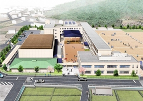 小中一貫の「両荘みらい学園」の完成イメージ図(加古川市教育委員会提供) 小中一貫の「両荘みらい学園」の完成イメージ図(加古川市教育委員会提供)