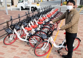 加古川市が始めた「シェアサイクル」の自転車=加古川市加古川町篠原町 加古川市が始めた「シェアサイクル」の自転車=加古川市加古川町篠原町