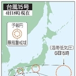 台風15号の予想進路(4日18時現在)