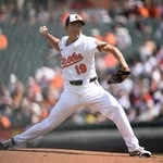 ドジャース戦に先発したオリオールズ・菅野。3回0/3を投げ、7安打4失点で8敗目を喫した=ボルティモア(共同)