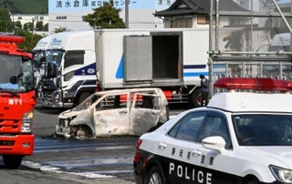 静岡市清水区の火災現場=29日午前10時16分