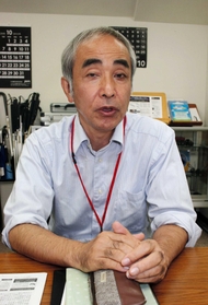 歩行や意思疎通の支援について話す森一成理事長=神戸市中央区神若通5 歩行や意思疎通の支援について話す森一成理事長=神戸市中央区神若通5