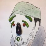 「収穫した野菜で田中邦衛さんを描いてみました」(古今亭志ん五さん提供)