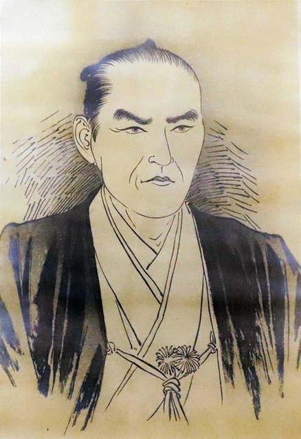 雲海寺の資料館に展示されている河内介の肖像画 雲海寺の資料館に展示されている河内介の肖像画