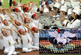 写真左=式典前演技ではダンサーらが未来へ羽ばたく兵庫の姿を表現。観衆を魅了した(撮影・中西大二) 写真上=開会式を盛り上げたブラスバンド(撮影・辰巳直之) 写真下=式典後アトラクションで出場選手へのエールを送る「ペガサス」を披露する武庫川女子大学(撮影・後藤 剛)いずれも神戸市須磨区、神戸ユニバー記念競技場 写真左=式典前演技ではダンサーらが未来へ羽ばたく兵庫の姿を表現。観衆を魅了した(撮影・中西大二) 写真上=開会式を盛り上げたブラスバンド(撮影・辰巳直之) 写真下=式典後アトラクションで出場選手へのエールを送る「ペガサス」を披露する武庫川女子大学(撮影・後藤 剛)いずれも神戸市須磨区、神戸ユニバー記念競技場