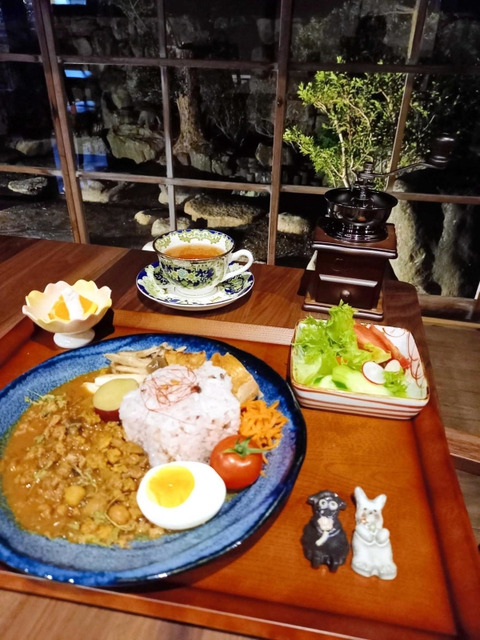 多種類のスパイスを使い、旬のキノコのソテーを添えた薬膳カレー（平田朋子さん提供）