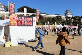 全国の名物が集まるあかし食三昧市＝明石公園