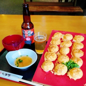 あかし多幸の明石焼と明石たこビール