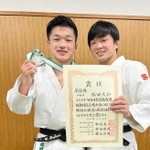 全日本選抜柔道体重別選手権の男子６０キロ級で準優勝に輝いた福田大和さん（左）と兄の大悟さん（福田さん提供）