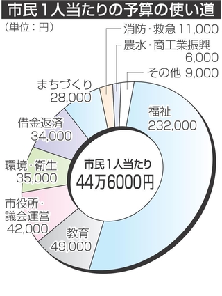 市民１人当たりの予算の使い道