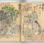 神社で武運を祈る小学生たちと、陰膳の様子