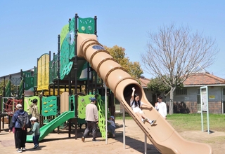 アカシゾウをイメージした巨大遊具＝明石市大久保町八木