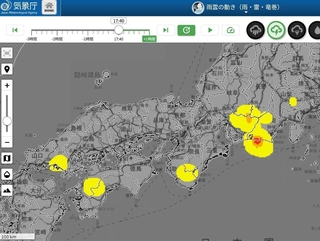 雷の発生状況をリアルタイムで確認できる気象庁の雷ナウキャスト
