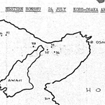 第３８任務部隊が作成した、１９４５年７月２４日に実施した船舶への攻撃地点を示した地図。この中に進徳丸が含まれている可能性がある（戦史研究家田中まことさん提供）