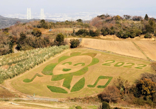 お目見えした「アースワーク」＝淡路市楠本