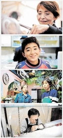 地元住民が出演する映画の各シーン
