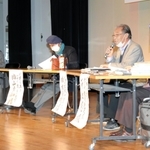 樋口季一郎氏をテーマに語り合うパネリストら＝南あわじ市市三條