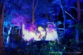 鬼滅イベントのコースに、プロジェクションマッピングで映し出すキャラクター（パソナグループ提供）
