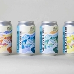 製造予定のクラフトビールのサンプル。缶のデザインは知人のデザイナーに依頼した