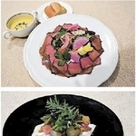 牛肉と合わせたサラダ丼やバケット付きのプレートなど＝南あわじ市八木養宜上