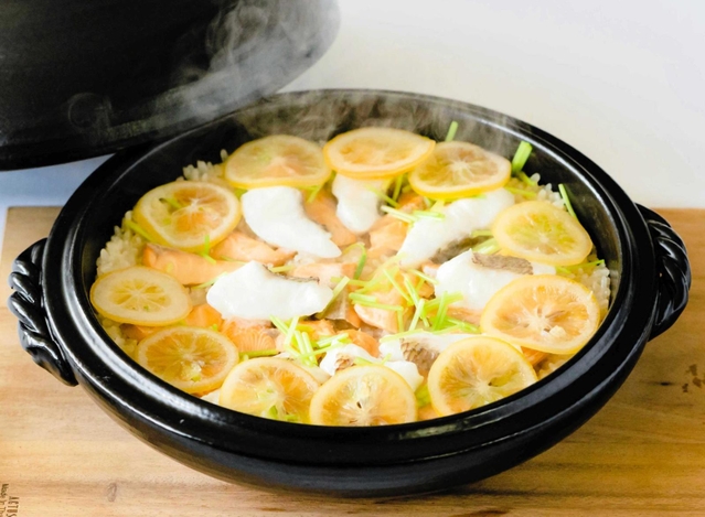 創作料理コンテストで最優秀賞に輝いた「島のレモンめし」＝南あわじ市中央公民館