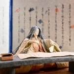 平安絵巻の世界を和紙で再現した奥田好治さんの作品＝エスブリック