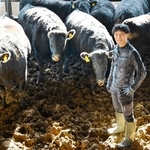 「牛に囲まれて育った」という椚座慎之佑さん。畜産の「魅力も収入もアップさせたい」と話す＝淡路市草香北