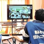 南あわじの取り組みについて聞く「Ｂｏｓａｉ　Ｊｒ．　消防団ひょうご」のメンバー＝南あわじ市役所