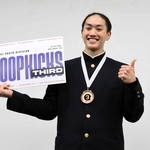 トリッキングの世界大会で３位になった花田善さん＝南あわじ市役所