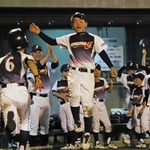 生還した選手を迎える大野インプレッションズナイン＝洲本市民球場