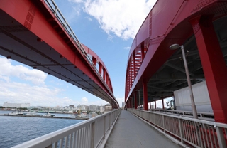 神戸大橋の歩道（神戸ポートターミナルとポートアイランド北公園を結ぶ）