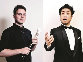 松方ホール音楽賞に輝いた下林一也さん（右）とコイチェフ・イバイロさん