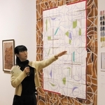 山田正亮さんの創作過程や思考に迫って新作を展示した野原万里絵さん＝芦屋市立美術博物館