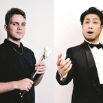 松方ホール音楽賞に輝いた下林一也さん（右）とコイチェフ・イバイロさん