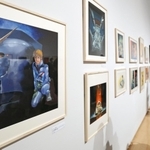安彦良和さんがこれまで手がけてきたアニメーションや漫画など、膨大な仕事を紹介する展覧会＝７日午後、神戸市中央区脇浜海岸通１、兵庫県立美術館（撮影・長嶺麻子）