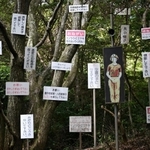 水田雅也の作品「イノシシ村のお願い」＝神戸市灘区六甲山町（撮影・大田将之）