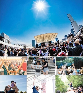 「ＭＡＳＨＵＰ　ＦＥＳＴＩＶＡＬ　ｋｏｂｅ」に参加する七つの音楽フェス。いずれも過去に開催された時の会場写真